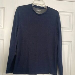 Express Men's Navy Blue Long Sleeve Shirt